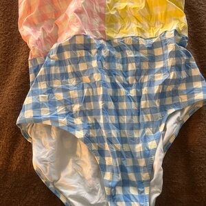 J. Crew Multicolor Gingham One Piece Swimsuit